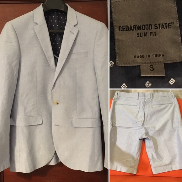 Cedarwood State Other - Slim fit shorts & blazer suit in light blue